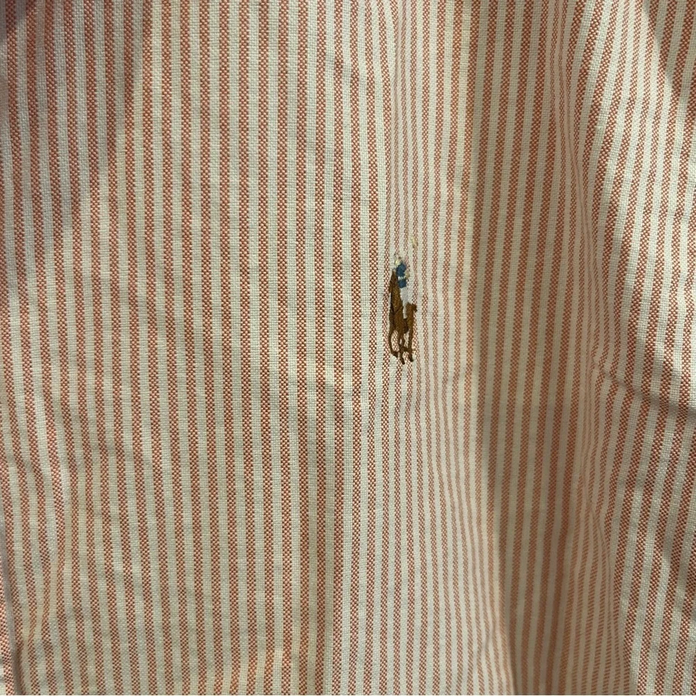 Polo Ralph Lauren orange and white stripe cotton button down long sleeve X-Large